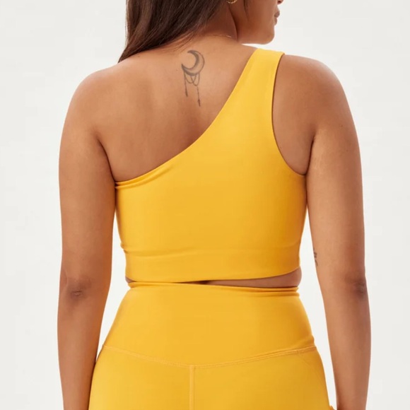 NWT Girlfriend Collective | Bianca One Shoulder Bra | Citrine | Matching Set - Picture 3 of 4